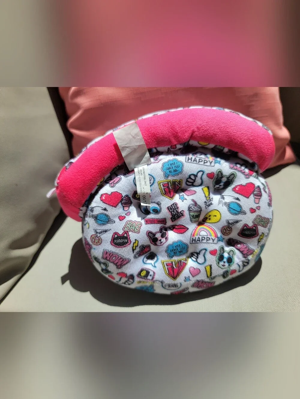 Justice Plush Pink Emoji Print Pet Bed